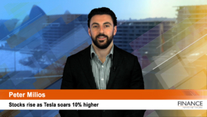 Stocks rise as Tesla soars 10 per cent higher: Big Oil sits on $200b of profits
