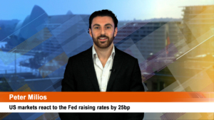 US markets react to the Fed raising rates by 25bp
