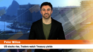 US stocks rise, Traders watch Treasury yields