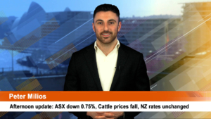 Afternoon update: ASX down 0.75%, Cattle prices fall, RBNZ leaves rates unchanged