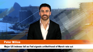 Major US indexes fall as Fed signals unlikelihood of March rate cut