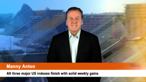 All three major US indexes finish with solid weekly gains